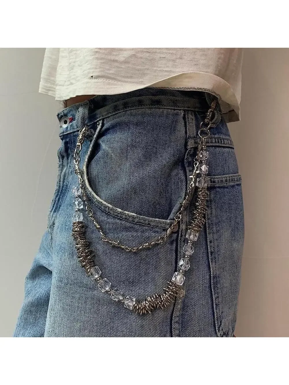 Grunge Punk Cyber Barbwire Pocket Chain. Y2K 2000s style. Heavy weight nice